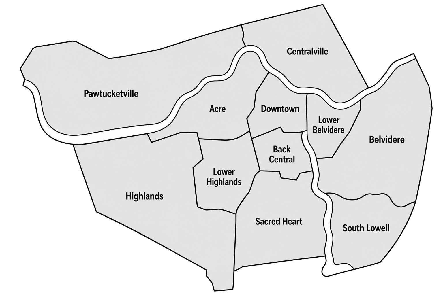 Lowell neighborhood map